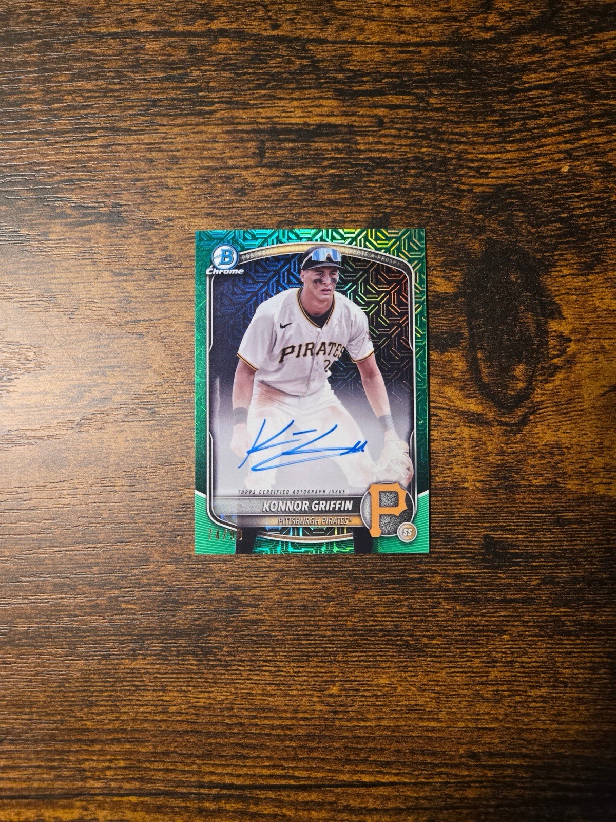 2025 Bowman Chrome Green Mojo Auto Konnor Griffin #BMA-KG /99 Pirates