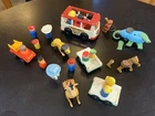 Vintage Fisher Price Little People Lot Bus Car Lion Giraffe Cowboy Bear Monkey
