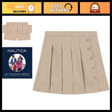 Girls' School Uniform Pleated Scooter Skirt with Undershorts Knit Waistband