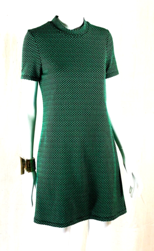 Green Shift Dress Stella Stretch Fabric High Neck Short Sleeve Size 10 - Picture 1 of 8