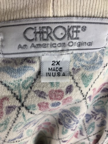Camisa floral vintage colorida para mujer CHEROKEE 2x Hecha en EE. UU. - Imagen 8 de 9