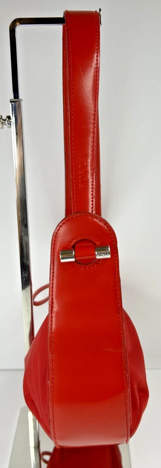 Сумочка Furla красный холст нейлона маленький кожаный с покрытием одиночный ремень РЕДКАЯ чистый весело - Изображение 3 из 4