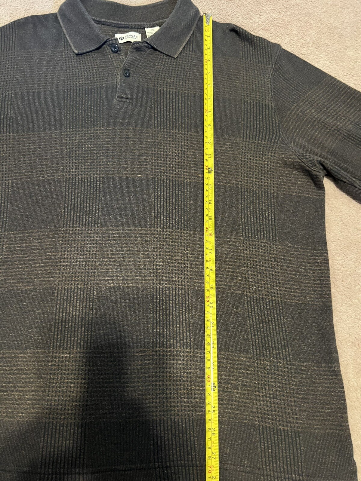 Haggar Men's Long Sleeve Polo Shirt size XL, brown, cotton, polyester