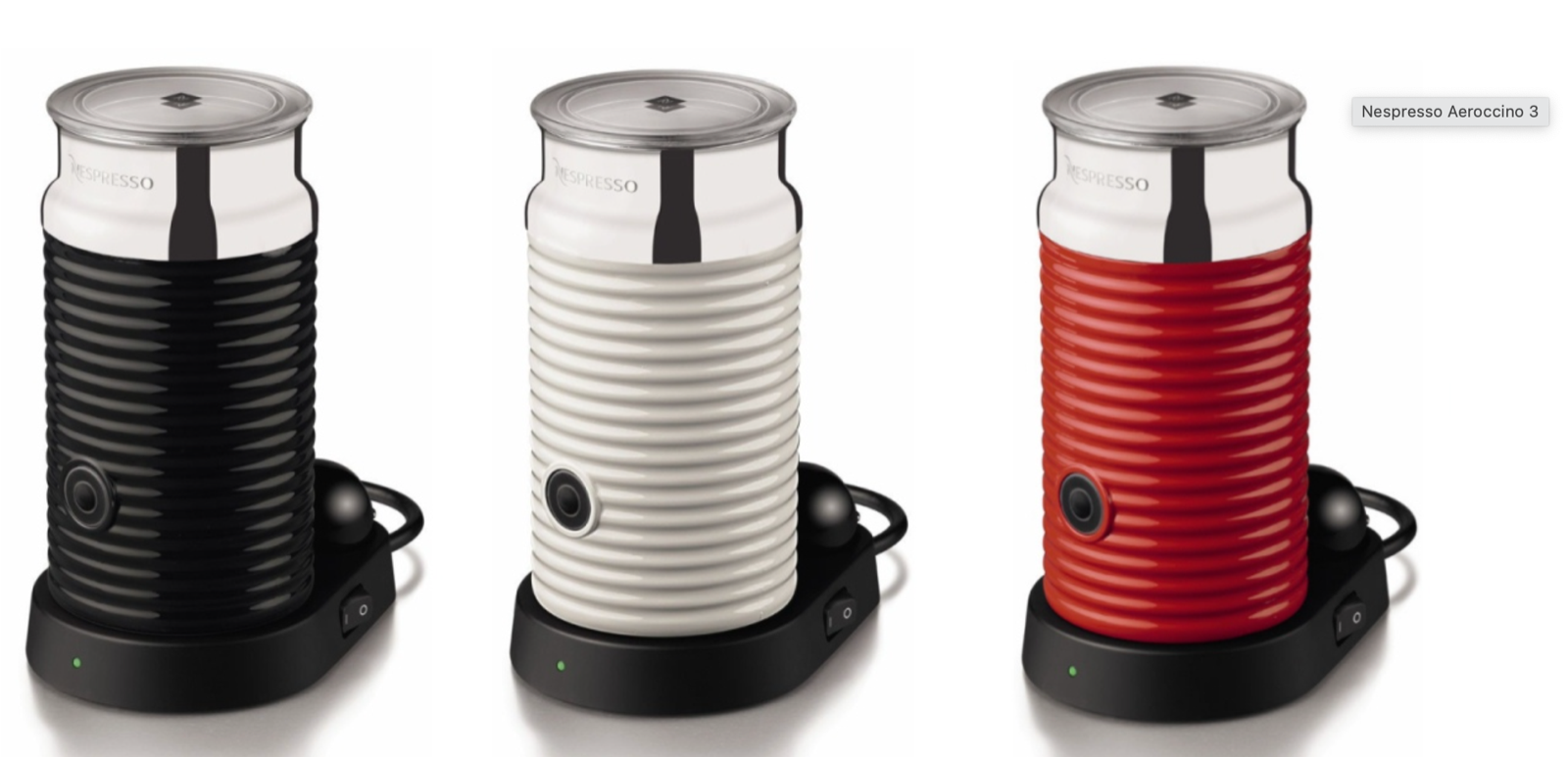 NESPRESSO AEROCCINO 3 Milk Heater & Frother Choose Black, Red Or 