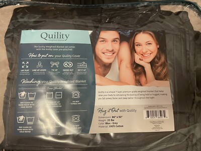 QUILITY 86x 92 25 LBS Weighted Blanket-Color Gray Queen/King