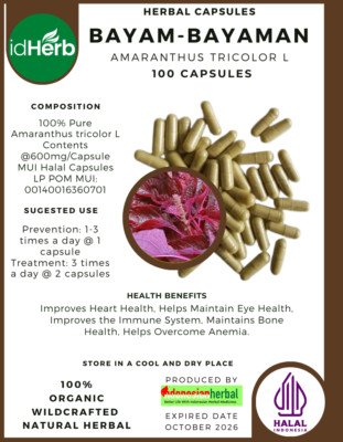[idHerb]CAPSULES Amaranthus Tricolor L Bayam Bayaman NATURAL ORGANIC HERBALFRESH