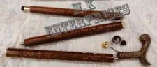 Antique Brass Designer Head Handle Victorian Wooden Walking Stick Cane