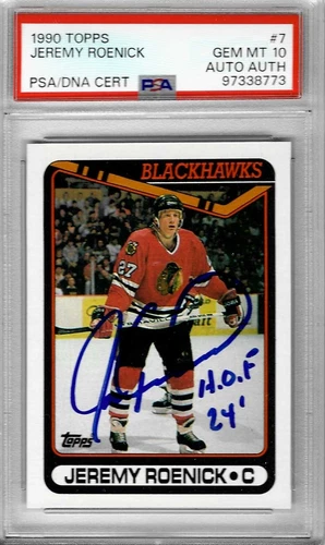 1990 Topps #7 Jeremy ROENICK - PSA 10+++ RC Auto DNA+++ HOF Blackhawks pop 5