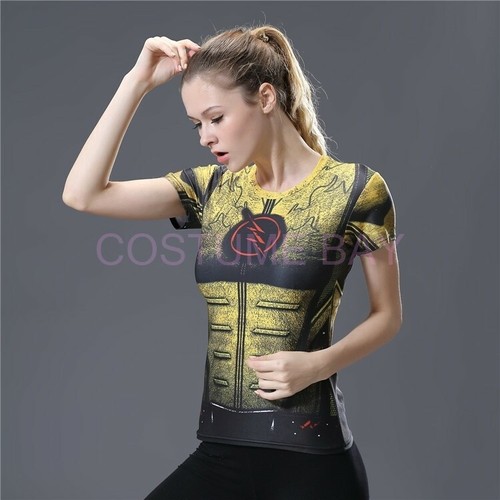 Women Superhero Supergirl Captain America Compression T-shirt Fitness Gym Top - Picture 44 of 48