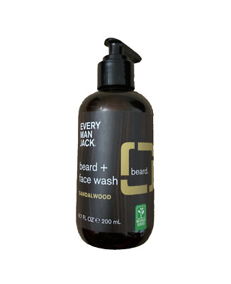 Every Man Jack Beard + Face Wash Sandalwood Naturally Derived 6.7 fl oz