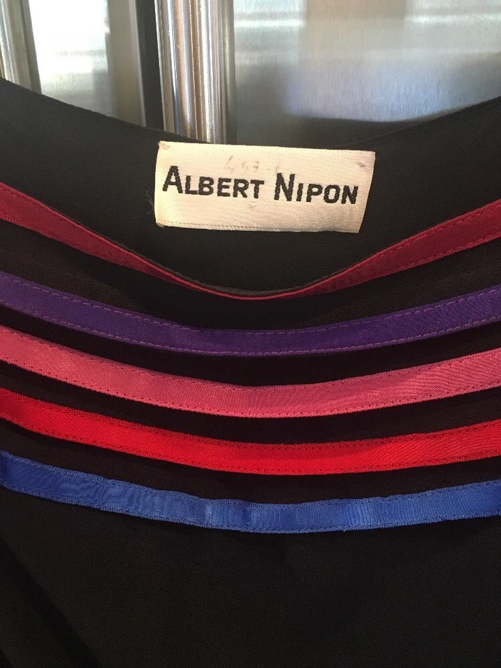 Vintage ALBERT NIPON Black Sleeveless Dress Size 14 - Imagem 2 de 4