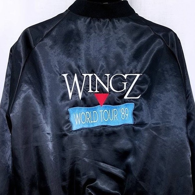 Vintage WingZ World Tour 89 Satin Bomber Jacket Mens Size XL 80s