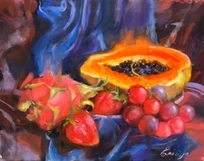 Sweet Fruits painting original oil on canvas exotic fruits impressionism artwork