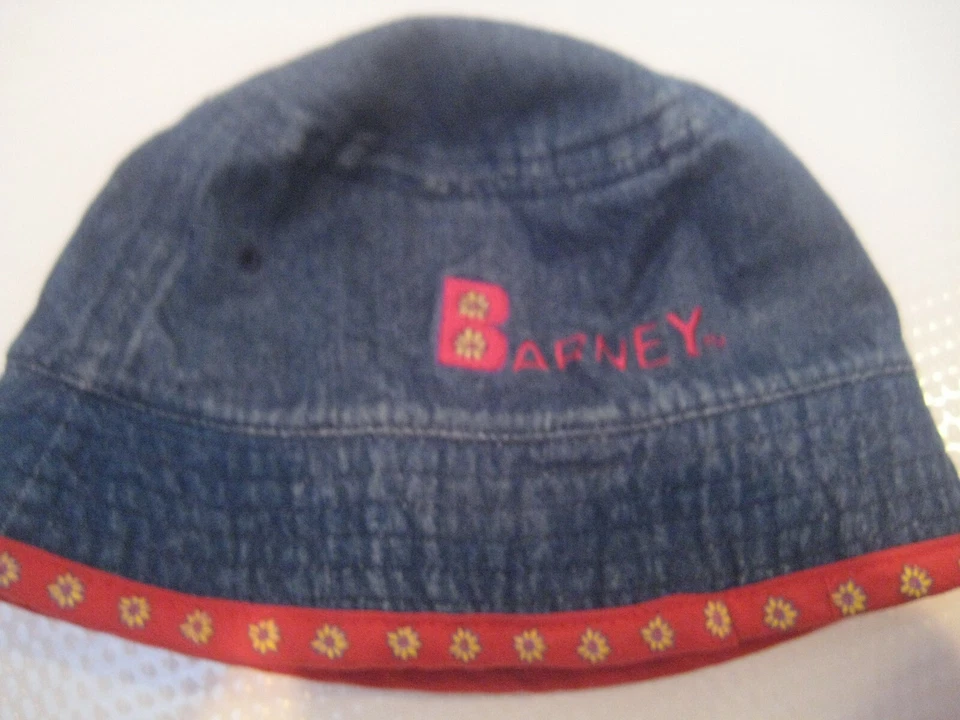 De colección 2000 Barney Púrpura Dinosaurio Bebé Niñas Niño Jean Gorro Cubo Sombrero LYONS Foto 3 de 4