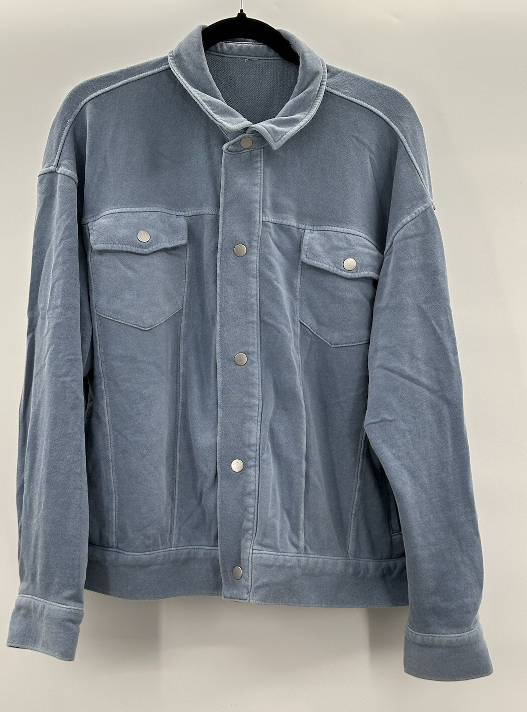 Fabletics Lara Jacket Blue Snap Button Athleisure… - image 1