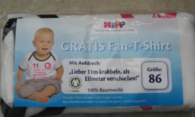 Hipp Fan Shirt ''Lieber 11m krabbeln, als Elfmeter verschießen '' Größe 86 NEU OVP