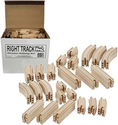 100-Piece Wooden Train Track Set - Compatible with All Major Brands