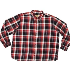 The Foundry Men's Red/Black Plaid Flannel 100% Cotton Button Shirt 3XLT 