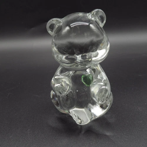 Fenton Bear, Clear glass figurine with August Birthstone