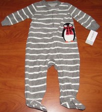 NEW CARTERS BABY BOYS PENGUIN MICRO SNAP SLEEPER NB 3M 6M 9M