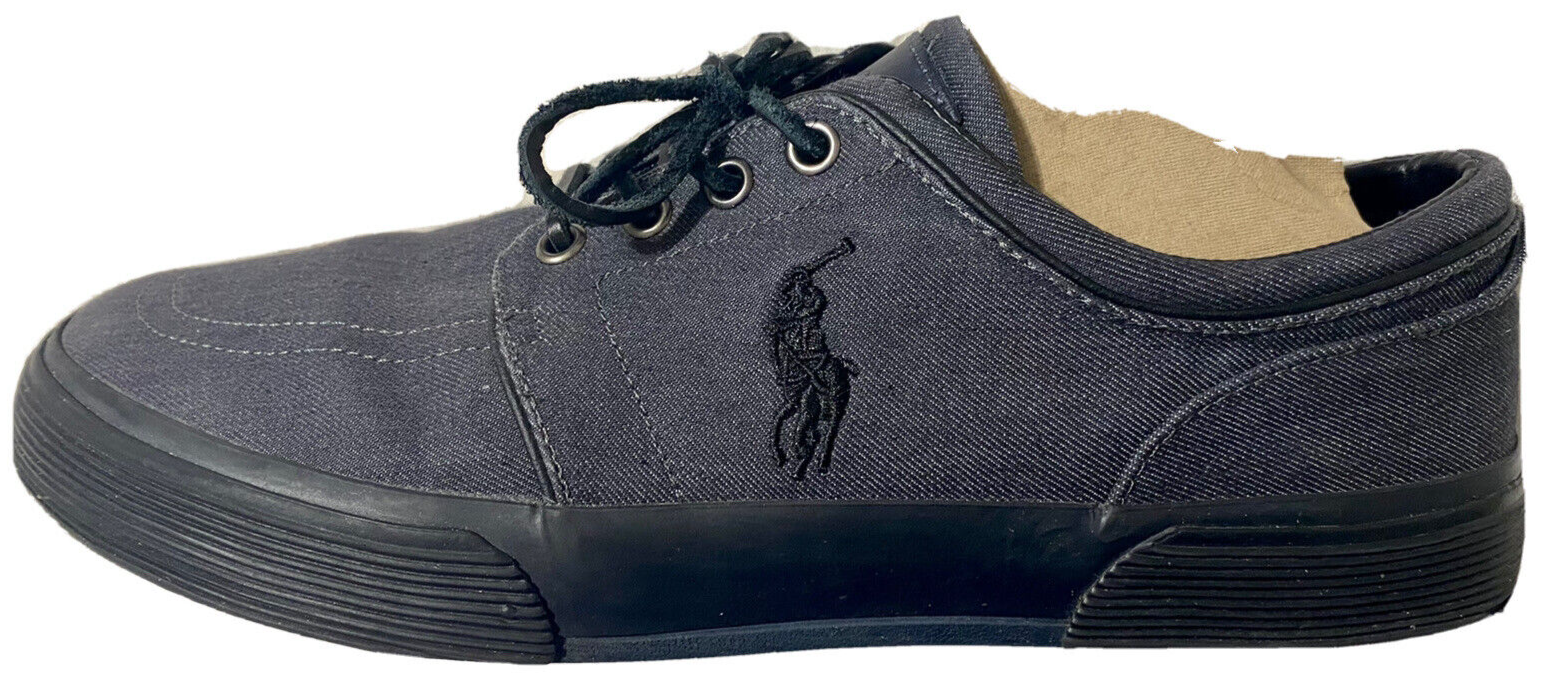 PONY Scarpe da ginnastica Polo Ralph Lauren 9 5 D in denim faxon cravatta basse casual grigio antracite