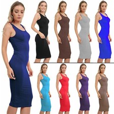 Women Ladies Sleeveless Vest Mini Bodycon Ladies Summer Casual Dress 8-26