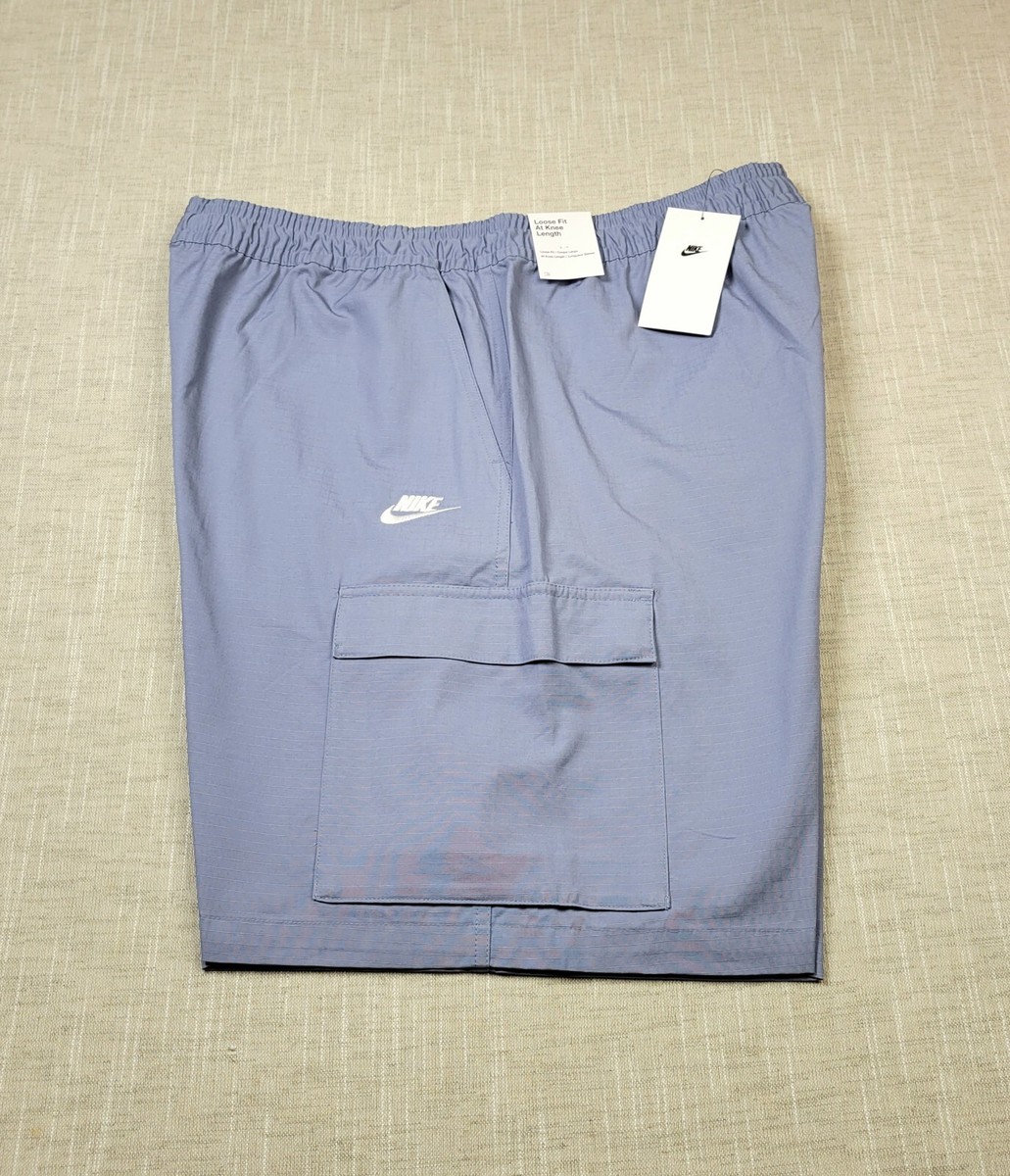 NIKE Club Futura Cargo Shorts Small Mens Light Blue White Woven