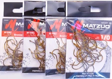 100 Matzuo Fishing 900022 Bronze Rip-N Roll Fish Hooks 1/0 (4 pks of 25)