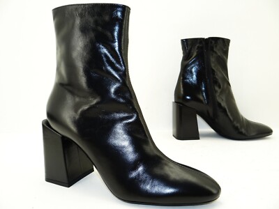 Furla block ankle boot ankle boots women's shoes leather size 40 Black