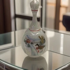 FENTON Art Glass Bell 95th Anniversary Hand Painted Opalescent Signed Don Fenton