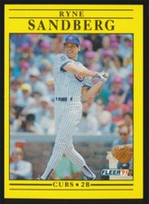 1991 Fleer #431 Ryne Sandberg, Chicago Cubs, HOF.