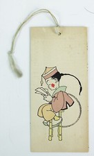1920s Bridge Tally Card Chinese Boy Lithograph Color 2 Piece 5.25 x 2.5 inches