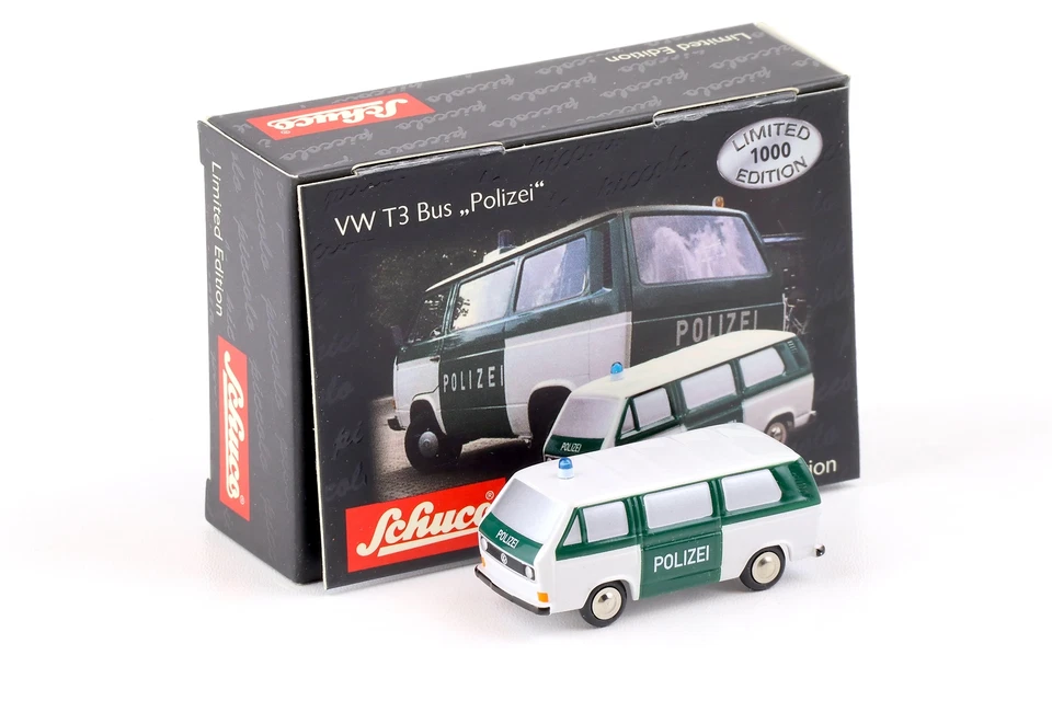 Schuco Piccolo VW T3 Bus Polizei white/ green - Bild 1 von 2