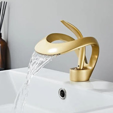 Bathroom Sink Faucet 1Hole Waterfall Basin Vanity Mixer Tap Single Handle Faucet