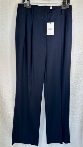 Theory Hose Damen 10 gute Wolle Plissee dunkelblau Größe 10 lang! - Bild 1 von 16