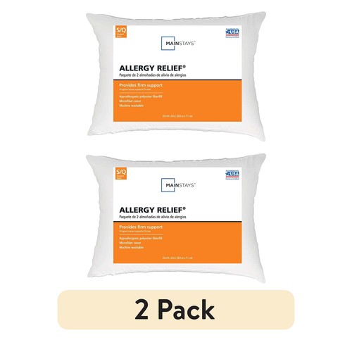 Allergy Relief Bed Pillow, Standard/Queen, White- Firm Support, 2-Pack - Picture 2 of 7