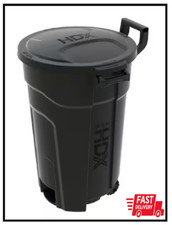 32 Gal. Black Outdoor Vented Trash Can with Wheels, Domed Lid, Rounded Handles,