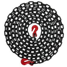 Binder Chain 1/4'' X 20' Grade 80 Transport Tow Chain Grab HookS Flat 3,500 LBS