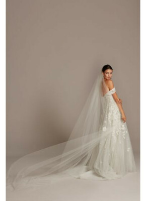 Kleinfeld Cathedral Veil *Brand New-Never Been Worn!* Never Worn Lazaro Satine with Veil Wedding Dress main image 2