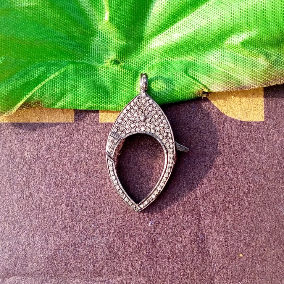 Langosta diamante doble cara pavé 26ct 1 pieza plata de ley 925 - 35x17 mm d30 Foto 4 de 4