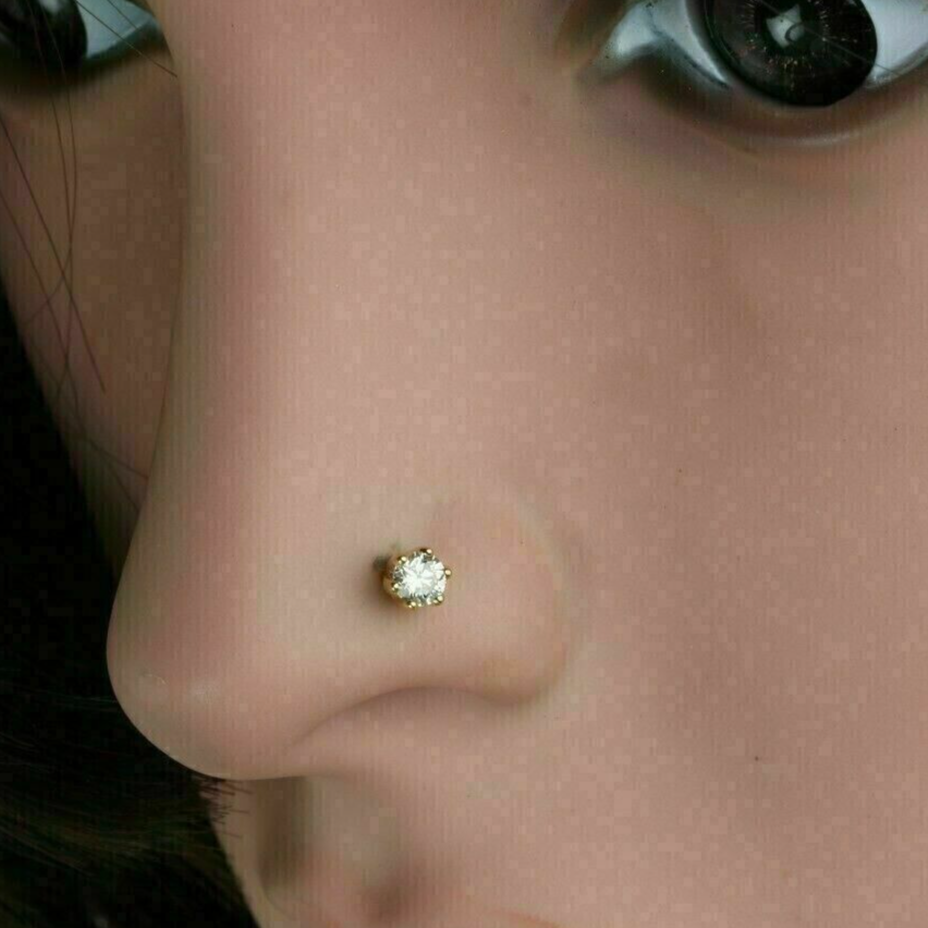 Diamond Nose Piercing Rate Of Nose Pin Gold Carat Diamond Single Diamond Nose Stud Diamond Nose Pins Gold Nose Ring Rate  18K Gold Nose