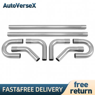 #ad 8Pcs 2.5quot; OD Stainless Steel Bend Straight DIY Custom Mandrel Exhaust Pipe Kit $77.88