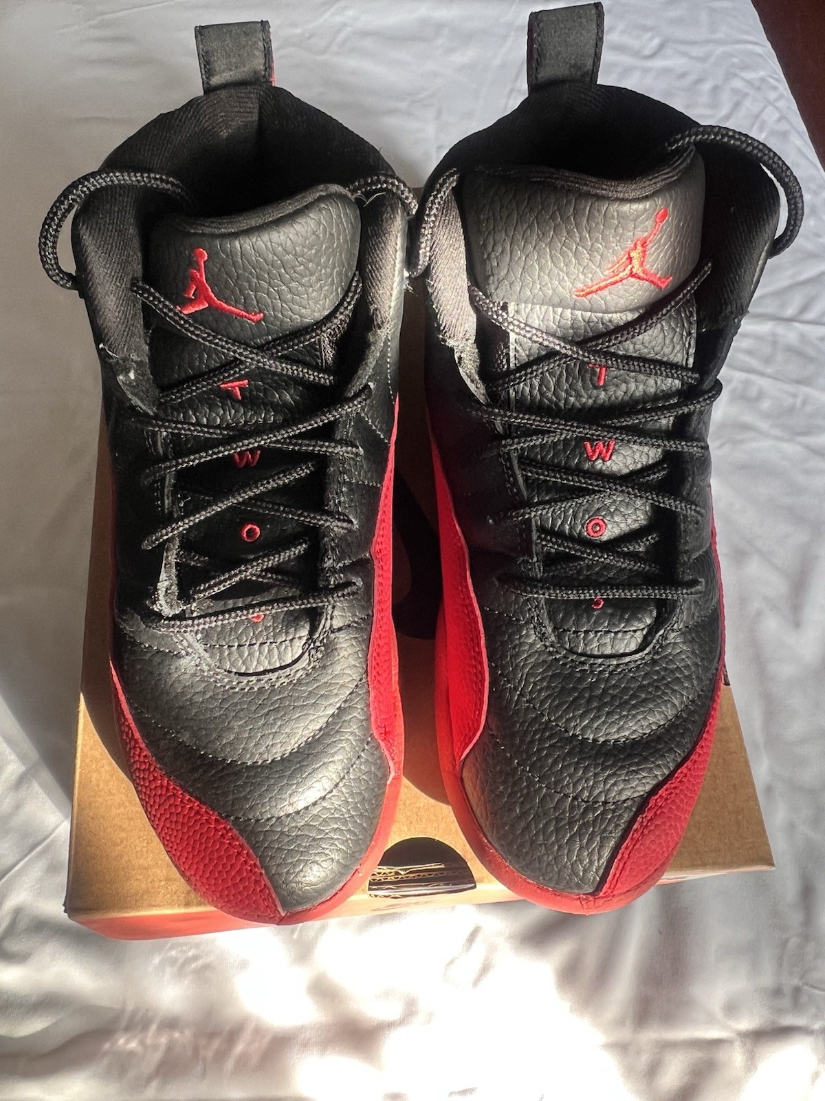 Nike Air Jordan 12 Retro &ldquo;Flu Game&rdquo; Black Red Kids Size 