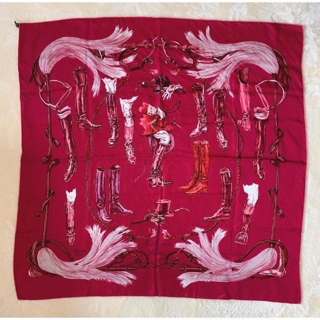 HERMES Carre 90 Silk Scarf Featuring Boots Design