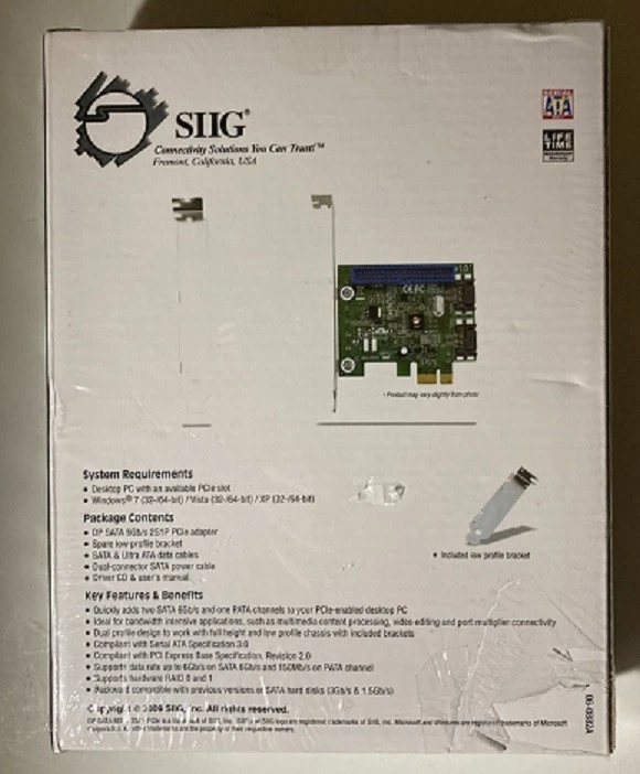 SIIG DP SATA 6Gb/s 2S1P PCIe Adapter Brand New Sealed - Image 2 of 4
