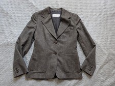 MaxMara Blazer Womens IT 40 Brown Gray Tweed Wool Blend 2 Button Made in Italy