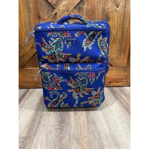Vera Bradley Rolling Carry On Bag Blue Paisley Floral Travel Luggage