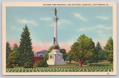 Marken & Bielfeld Linen Postcard New York Memorial Gettysburg PA 1930s