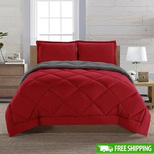 Reversible Microfiber Comforter Set Lightweight All-Season Cozy Bedding New