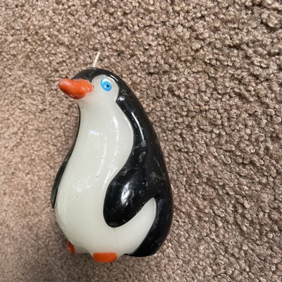 Penguin Candle  Unburned 5  Tall X 4  Wide Unbranded. Blue Eyes Orange Beak